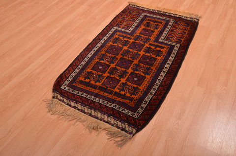Baluch Orange Hand Knotted 27 X 410 Area Rug 100-105907 Image 2