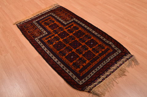 Baluch Orange Hand Knotted 27 X 410 Area Rug 100-105907 Image 3