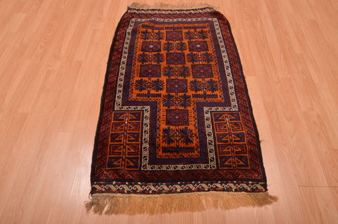 Baluch Orange Hand Knotted 27 X 410 Area Rug 100-105907 Image 4