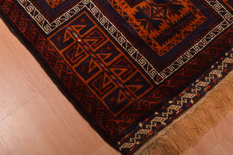 Baluch Orange Hand Knotted 27 X 410 Area Rug 100-105907 Image 6