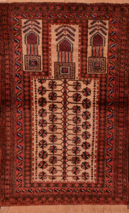 Baluch Beige Hand Knotted 30 X 48 Area Rug 100-105909 Image 0