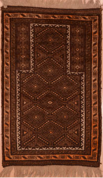 Baluch Brown Hand Knotted 3'0" X 4'7"  Area Rug 100-105911