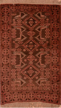 Afghan Baluch Brown Rectangle 3x4 ft Wool Carpet 105913
