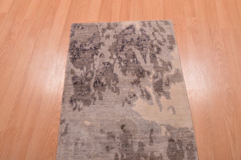 Modern Beige Hand Knotted 19 X 211 Area Rug 100-108986 Image 1