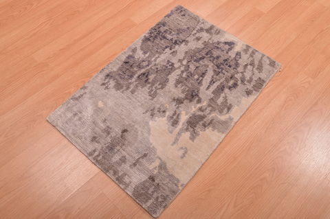Modern Beige Hand Knotted 19 X 211 Area Rug 100-108986 Image 2