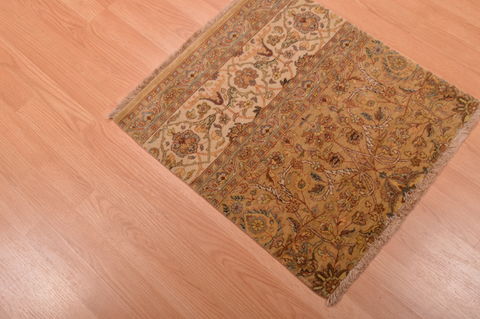 Modern Beige Square Hand Knotted 20 X 23 Area Rug 100-108987 Image 2