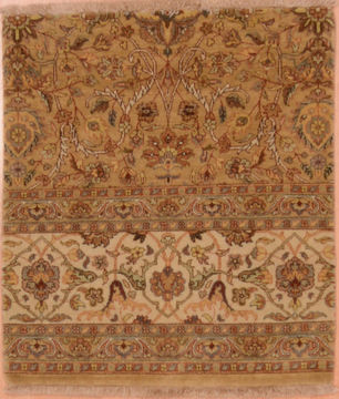 Indian Modern Beige Square 4 ft and Smaller Wool Carpet 108987