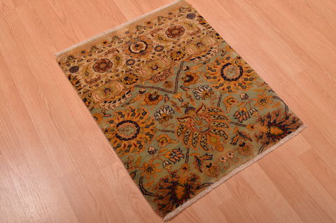 Modern Beige Square Hand Knotted 20 X 25 Area Rug 100-108988 Image 1