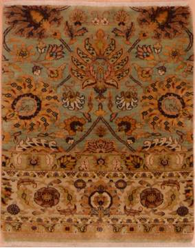 Indian Modern Beige Square 4 ft and Smaller Wool Carpet 108988