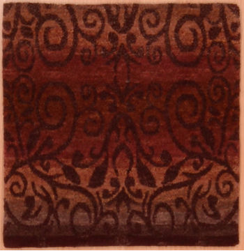Modern Red Hand Knotted 1'6" X 1'7"  Area Rug 100-108989