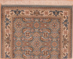 Indo-Persian Green Square Hand Knotted 1'6" X 2'0"  Area Rug 100-108992