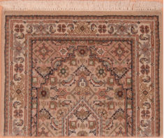 Modern Beige Square Hand Knotted 1'6" X 2'1"  Area Rug 100-108993