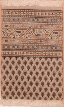Modern Beige Hand Knotted 1'4" X 2'0"  Area Rug 100-108995