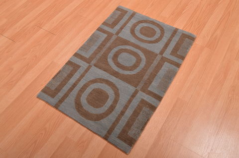Modern Blue Hand Knotted 20 X 30 Area Rug 100-109002 Image 2