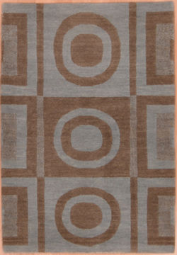 Modern Blue Hand Knotted 2'0" X 3'0"  Area Rug 100-109002