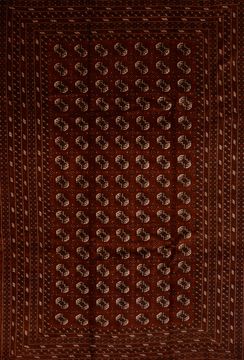 Persian Khan Mohammadi Brown Rectangle 7x9 ft Wool Carpet 109011
