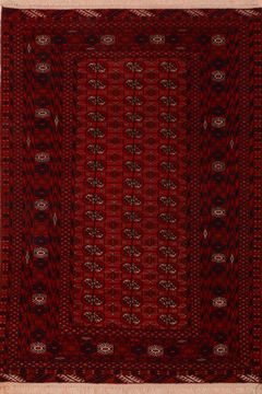 Khan Mohammadi Red Hand Knotted 4'3" X 6'1"  Area Rug 100-109014