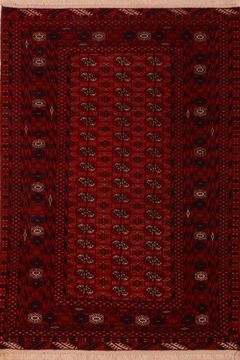 Afghan Khan Mohammadi Red Rectangle 4x6 ft Wool Carpet 109014