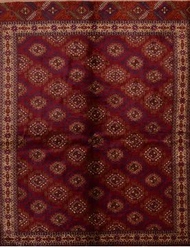 Baluch Red Hand Knotted 5'6" X 7'5"  Area Rug 100-109015