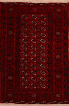 Afghan Khan Mohammadi Red Rectangle 4x6 ft Wool Carpet 109016