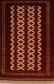 Khan Mohammadi Red Hand Knotted 4'5" X 6'4"  Area Rug 100-109019