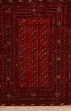 Afghan Khan Mohammadi Red Rectangle 4x6 ft Wool Carpet 109021