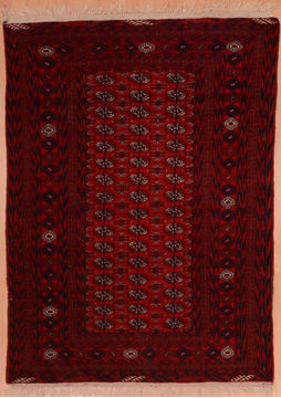 Afghan Khan Mohammadi Red Rectangle 4x6 ft Wool Carpet 109022