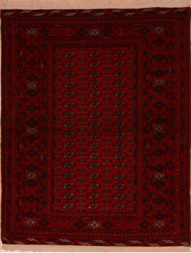 Khan Mohammadi Red Hand Knotted 4'3" X 5'3"  Area Rug 100-109023