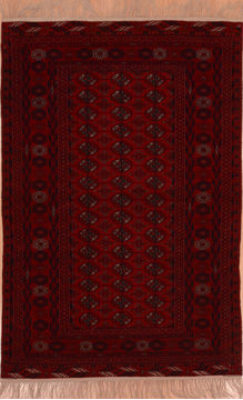 Afghan Khan Mohammadi Red Rectangle 4x6 ft Wool Carpet 109024
