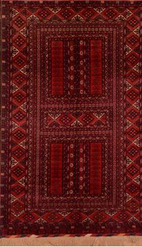 Afghan Khan Mohammadi Red Rectangle 5x8 ft Wool Carpet 109026