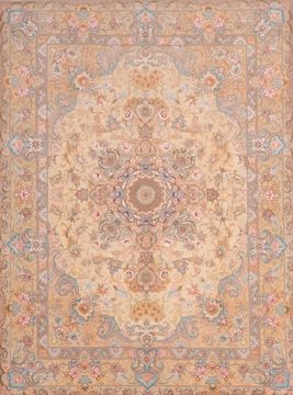 Persian Tabriz Beige Rectangle 5x7 ft wool and silk Carpet 109046