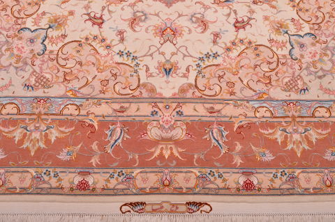 Tabriz Beige Hand Knotted 67 X 100 Area Rug 114-109048 Image 11