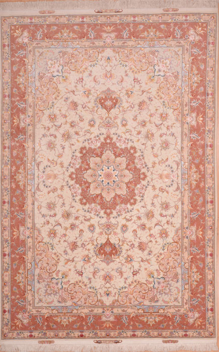 Tabriz Beige Hand Knotted 67 X 100 Area Rug 114-109048 Image 0