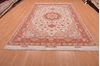 Tabriz Beige Hand Knotted 67 X 100  Area Rug 114-109048 Thumb 1