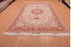 Tabriz Beige Hand Knotted 67 X 100 Area Rug 114-109048 Thumb 1