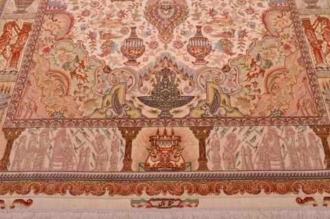 Tabriz Beige Hand Knotted 66 X 100 Area Rug 114-109050 Image 12