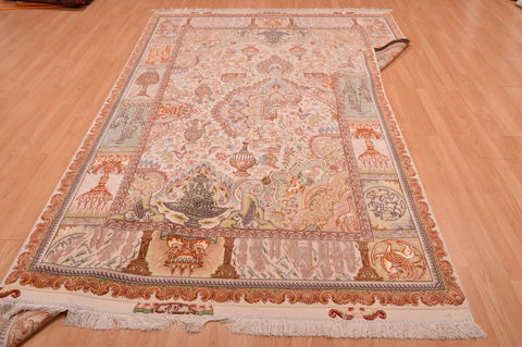 Tabriz Beige Hand Knotted 66 X 100 Area Rug 114-109050 Image 21