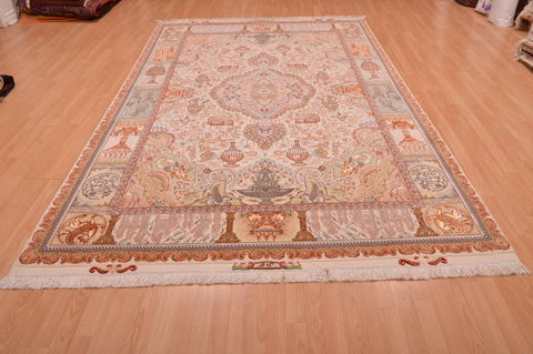Tabriz Beige Hand Knotted 66 X 100 Area Rug 114-109050 Image 4