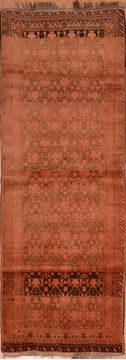 Khan Mohammadi Brown Runner Hand Knotted 3'3" X 9'0"  Area Rug 100-109055