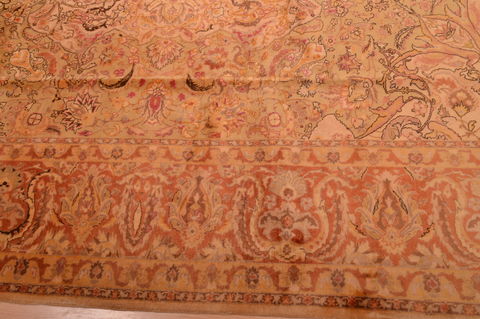 Tabriz Beige Hand Knotted 95 X 124 Area Rug 100-109064 Image 14