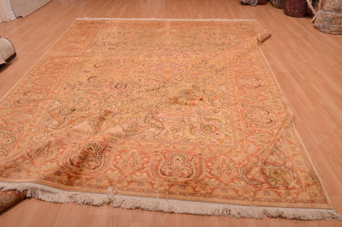 Tabriz Beige Hand Knotted 95 X 124 Area Rug 100-109064 Image 17