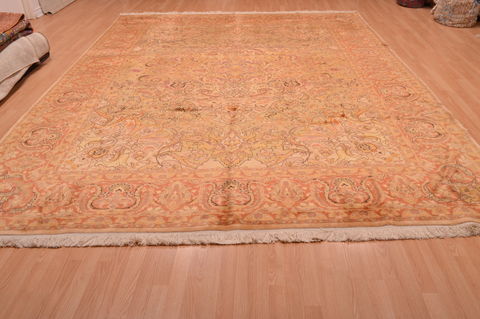 Tabriz Beige Hand Knotted 95 X 124 Area Rug 100-109064 Image 4