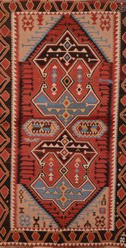 Kilim Red Hand Knotted 6'3" X 9'11"  Area Rug 100-109071