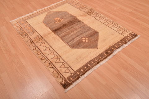 Gabbeh Beige Hand Knotted 44 X 52 Area Rug 100-109093 Image 12