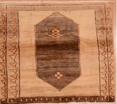 Gabbeh Beige Hand Knotted 4'4" X 5'2"  Area Rug 100-109093
