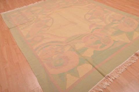 Kilim Beige Hand Knotted 78 X 93 Area Rug 100-109102 Image 4
