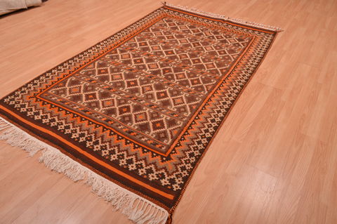 Kilim Brown Hand Knotted 410 X 80 Area Rug 100-109123 Image 6