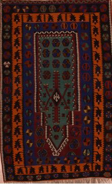 Turkish Kilim Multicolor Rectangle 5x7 ft Wool Carpet 109130