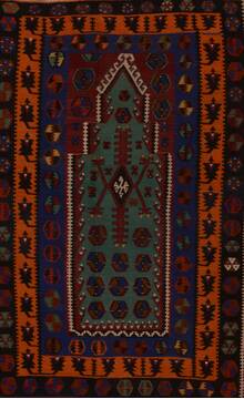 Turkish Kilim Multicolor Rectangle 5x7 ft Wool Carpet 109130