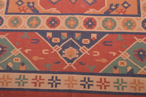 Kilim Red Hand Woven 79 X 99 Area Rug 100-109132 Image 14